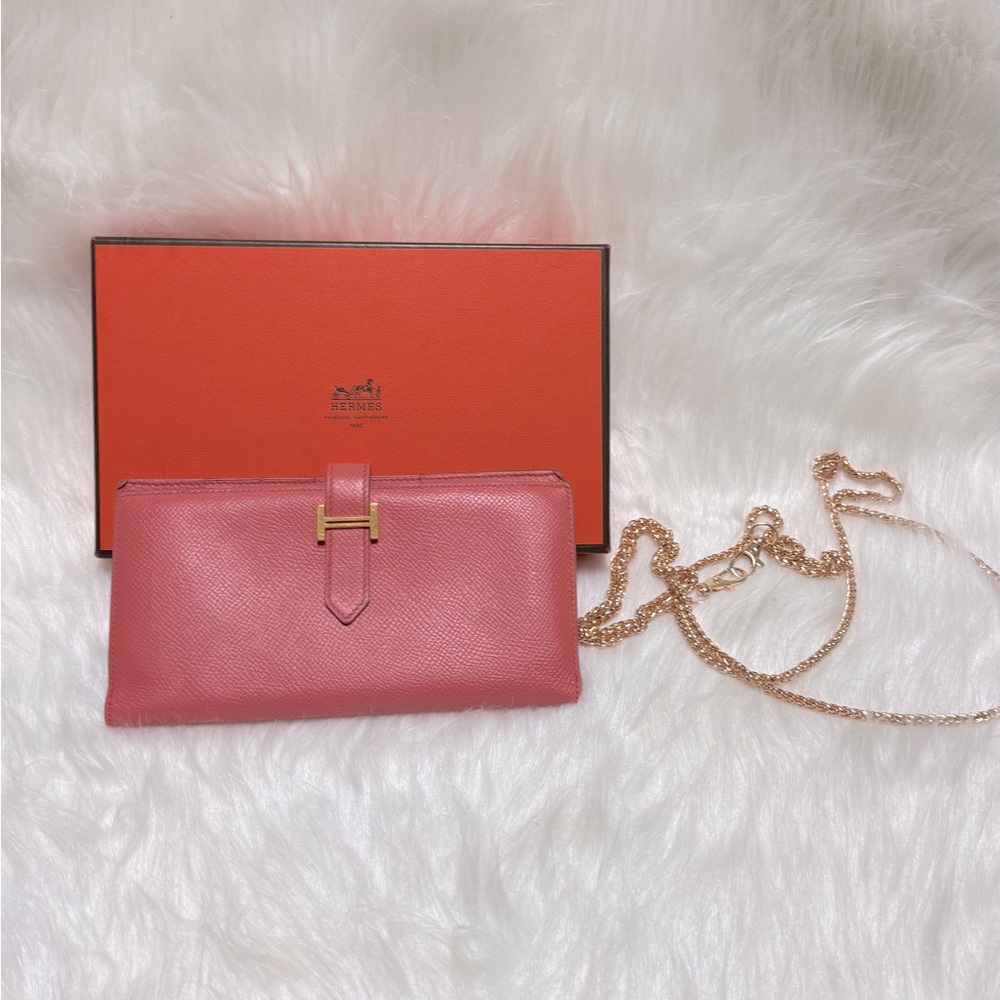 Hermes bearn wallet coral color